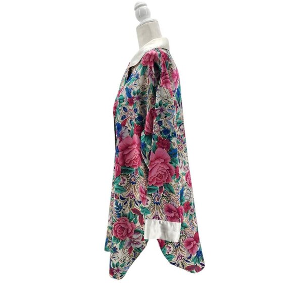 Vintage Victoria's Secret Gold Label Satin Floral Button Sleep Shirt Small - Picture 3 of 15